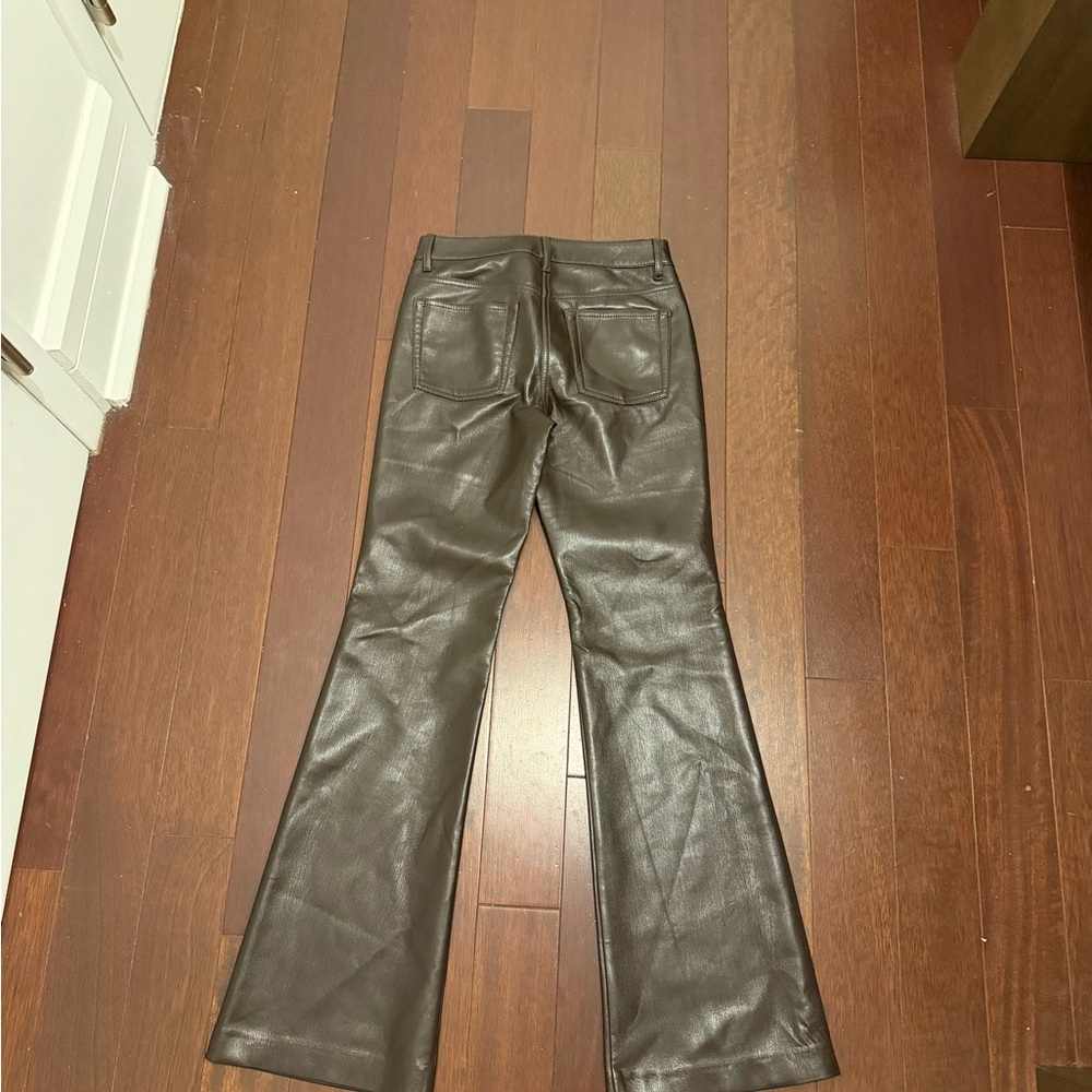 Aritzia Melina Low Rise Faux Leather Flare Pants - Dark Brown - Picture 3 of 4